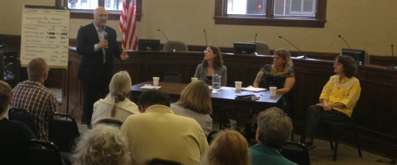 People gathered in Astoria for a living wages panel